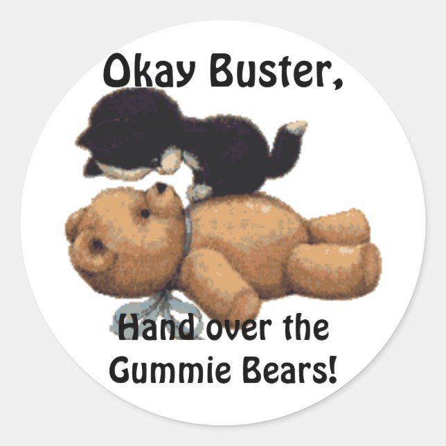 Funny Kitten & Teddy Bear Stickers (Front)