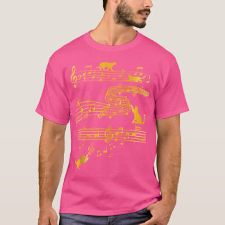 Funny Kitty Cat Playing Piano Music Note As Piano T-Shirt