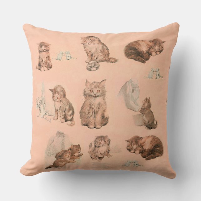 FUNNY KITTY CAT STORIES IN PINK CUSHION (Front)
