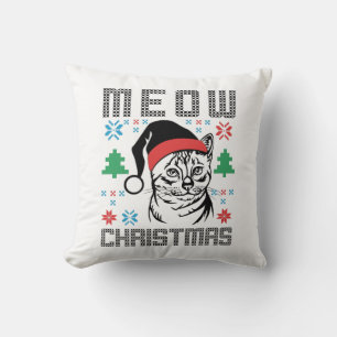 Funny Kitty Meow Santa Claus Christmas Cat Cushion
