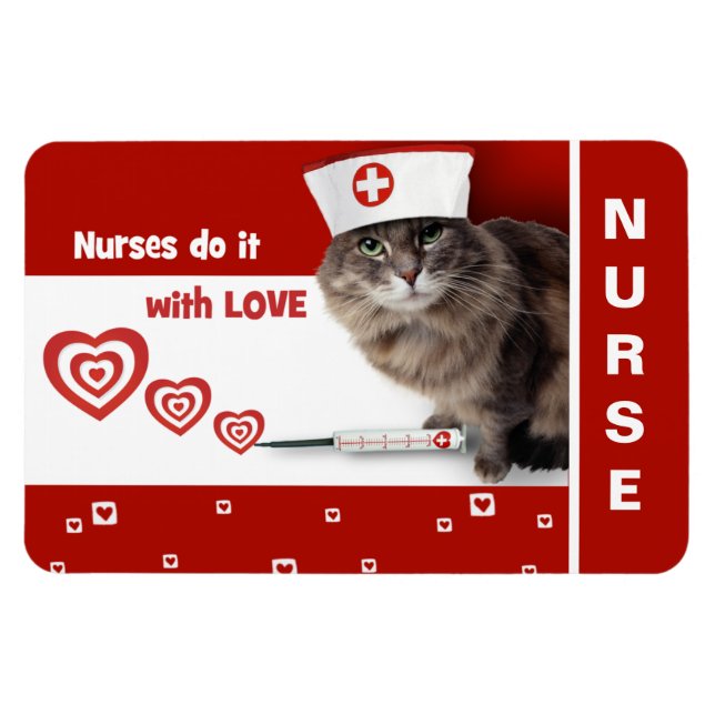 Funny Kitty Nurse. Nurses Gift  Magnet (Horizontal)