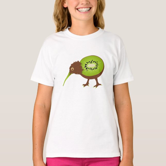 Funny Kiwi Bird Fruit Cartoon T-Shirt (Front)