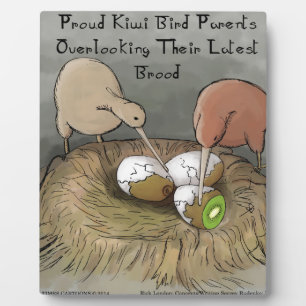 Funny Kiwi Birds Tending Their Fruit Plaque