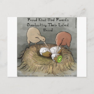 Funny Kiwi Birds Tending Their Fruit Postcard