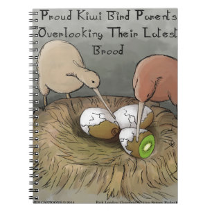 Funny Kiwi Birds Tending Their Fruit Spiral Notebook