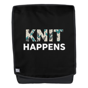 Funny Knit Happens Pun - Cute Knitting Lover Backp Backpack