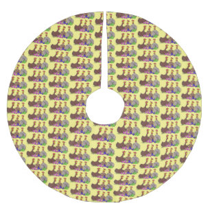 Funny knitting chickens cartoon illustration brushed polyester tree skirt