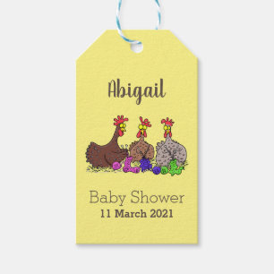 Funny knitting chickens cartoon illustration  gift tags