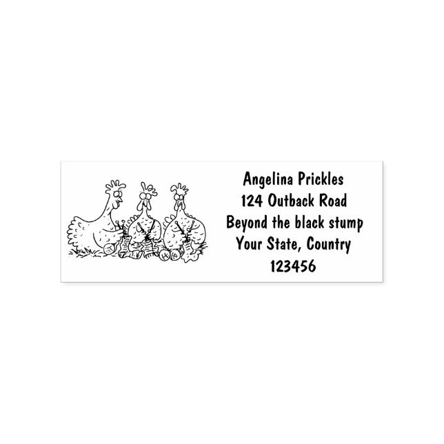 Funny knitting chickens cartoon illustration rubber stamp (Imprint)