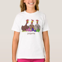 Funny knitting chickens cartoon illustration
