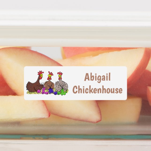 Funny knitting chickens cartoon personalised (Affixed)