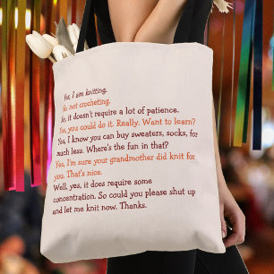 Funny Knitting Conversation Mothers Day Mum Yarn Tote Bag