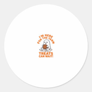 Funny Knitting Ghost Vintage Engraving Design_1 Classic Round Sticker