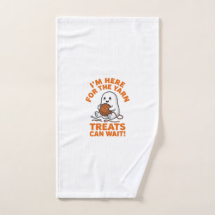 Funny Knitting Ghost Vintage Engraving Design_1 Hand Towel
