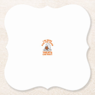 Funny Knitting Ghost Vintage Engraving Design_1 Paper Coaster
