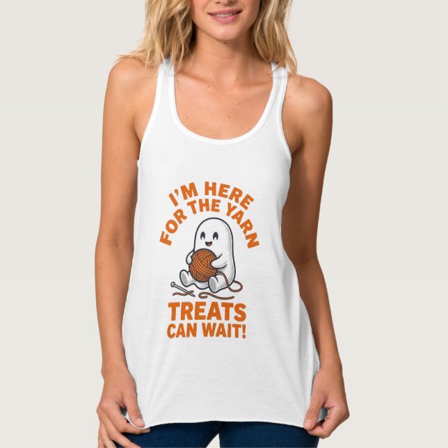 Funny Knitting Ghost Vintage Engraving Design_1 Singlet (Front)