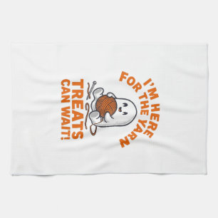 Funny Knitting Ghost Vintage Engraving Design_1 Tea Towel