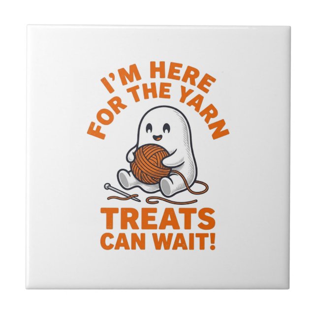 Funny Knitting Ghost Vintage Engraving Design_1 Tile (Front)