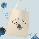 Funny Knitting I  My Ball Sack Tote Bag<br><div class="desc">Check out these cool tote bags for your crafting. They feature a ball of yarn and a customizable name.
Perfect to store all your yarn,  or latest knitting project.</div>