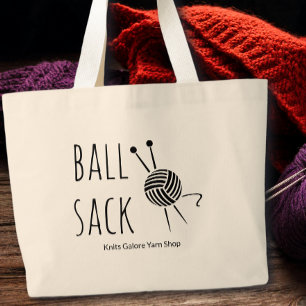 Funny Knitting Lovers Ball Sack Large Tote Bag