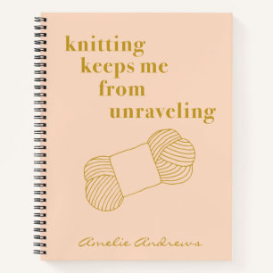 Funny Knitting Quote Blush Gold Personalised Notebook