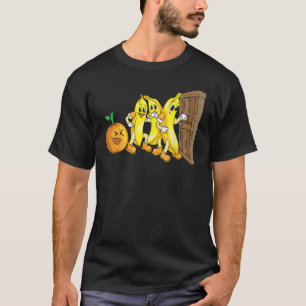 Funny Knock Knock 3 Bananas And Orange Cool Fruit  T-Shirt