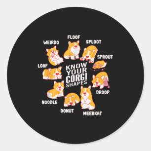 Funny Know Your Corgi Shapes Cute Welsh Dog Lover Classic Round Sticker