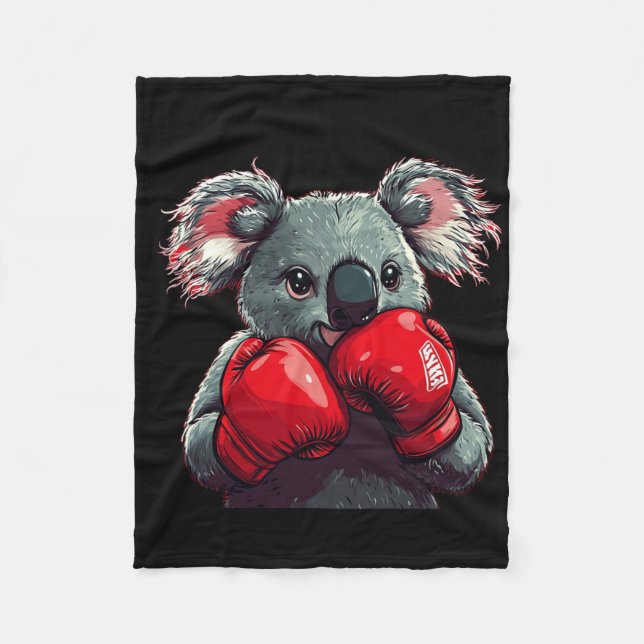 Funny Koala Bear In The Ring With Boxing Gloves Co Fleece Blanket (Front)
