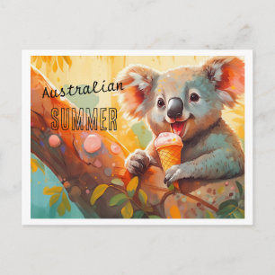 Funny Koala Ice Cream Australian Summer Postcard