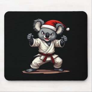 Funny Koala Karate Christmas Martial Arts Santa Ha Mouse Pad