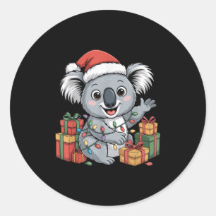 Funny Koala Santa Hat Animals Lovers Ugly Christma Classic Round Sticker
