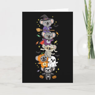 Funny Koala Witch Vampire Ghost Halloween Kids Men Card