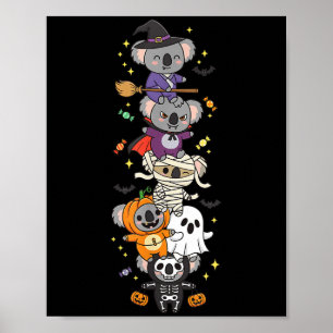 Funny Koala Witch Vamre Ghost Halloween Kids Mens  Poster