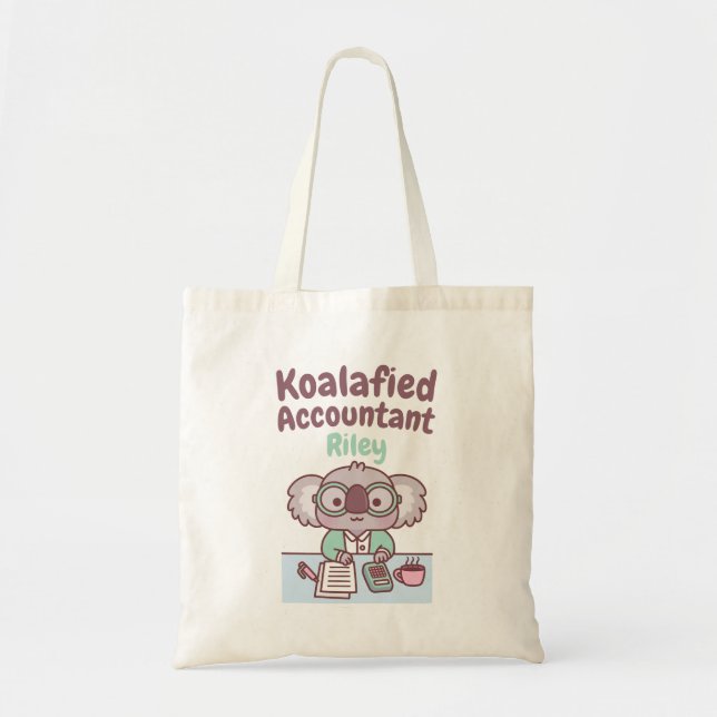 Funny Koalafied Accountant Cute Koala Bear Pun Tote Bag (Front)