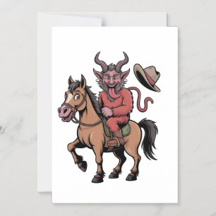 Funny Krampus Christmas Evil Santa Cowboy Western Magnetic Invitation