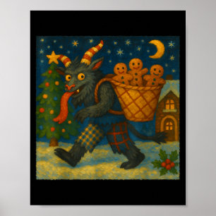 Funny Krampus Gingerbread Night Festive Creepy Hol Poster
