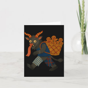 Funny Krampus Gingerbread Yarn Art Creepy Holiday  Card