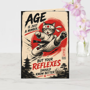 Funny Kung Fu Cat Birthday Card – Martial Arts Cat