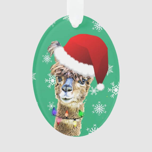 Funny La la LLama Alpaca Christmas Ornament (Front)