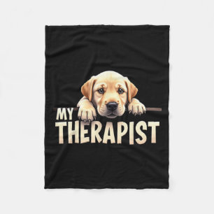 Funny Lab Puppy My Therapist Labrador Dog Fleece Blanket