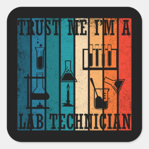 Funny lab tech vintage laboratory technician humou square sticker