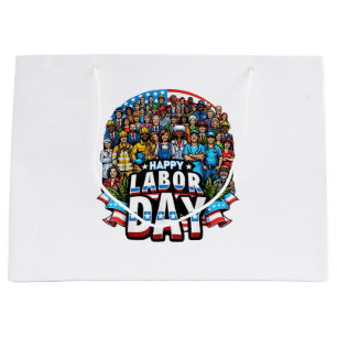 Funny Labour Day Happy American Labour Day Large Gift Bag