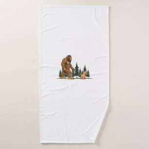 Funny Labradoodle Bigfoot Dog Walking Dog Mum Dad Bath Towel