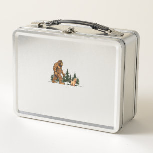 Funny Labradoodle Bigfoot Dog Walking Dog Mum Dad Metal Lunch Box
