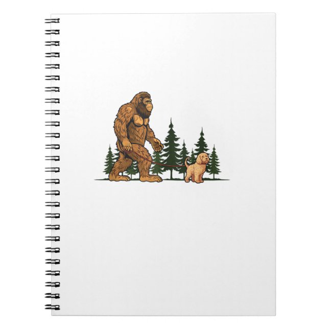 Funny Labradoodle Bigfoot Dog Walking Dog Mum Dad  Notebook (Front)