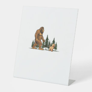 Funny Labradoodle Bigfoot Dog Walking Dog Mum Dad Pedestal Sign
