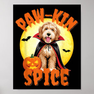 Funny Labradoodle Pumpkin Halloween Dog Lover Poster