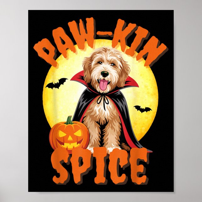 Funny Labradoodle Pumpkin Halloween Dog Lover Poster (Front)