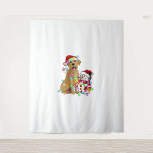 Funny Labrador Dog Christmas Tee Snowman Xmas Ligh Tapestry