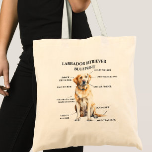 Funny Labrador Retriever Blueprint Tote Bag